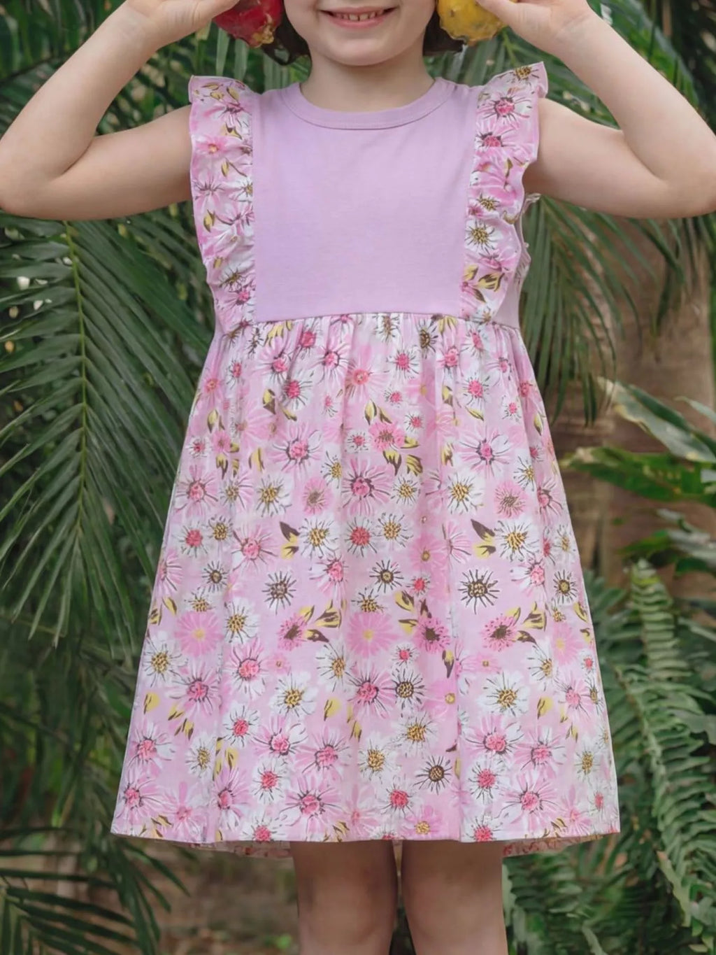 Children's Floral Ruffle Sleeve Dress