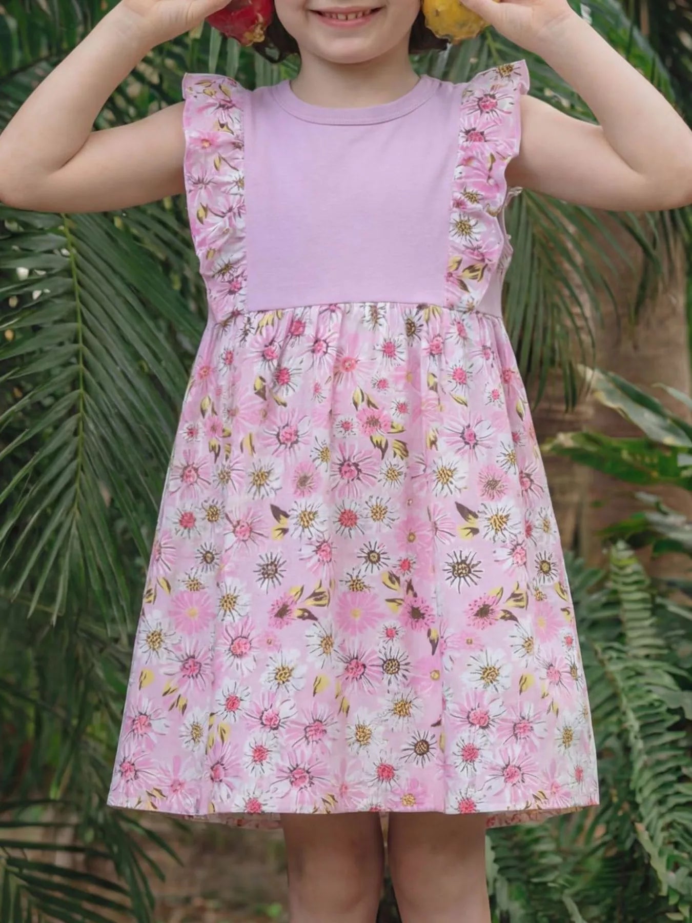 Children's Floral Ruffle Sleeve Dress