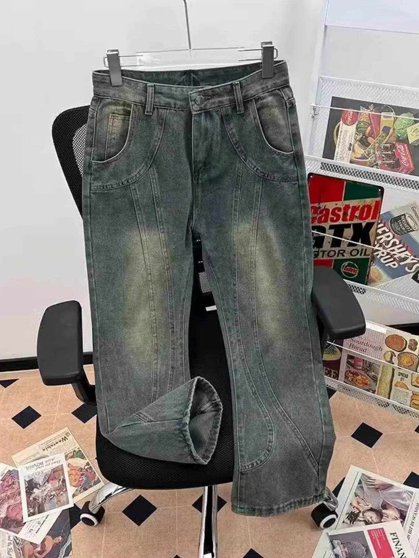 Men's Plus Size Vintage Wash Flare Jeans
