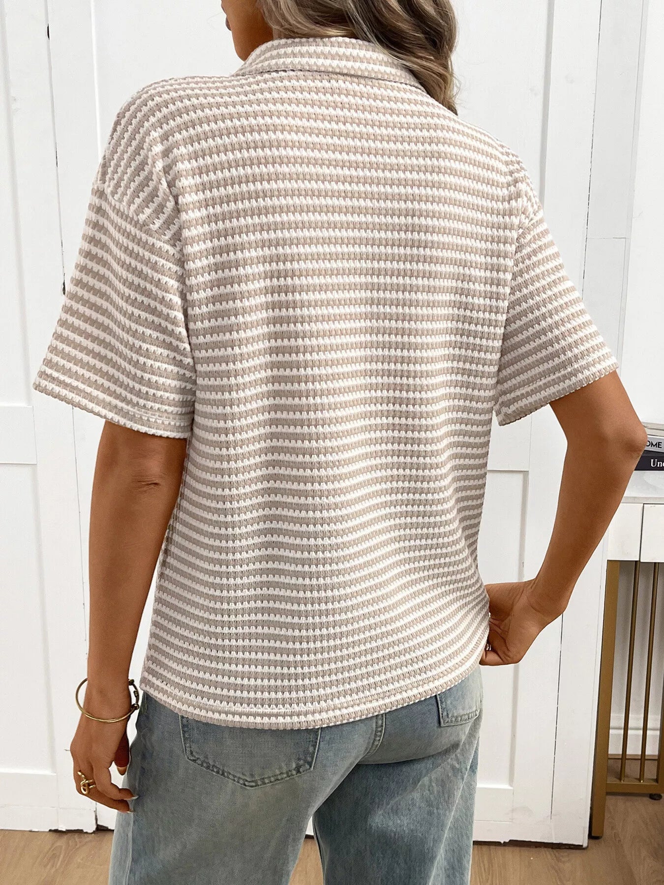 Striped Knit Short Sleeve Top
