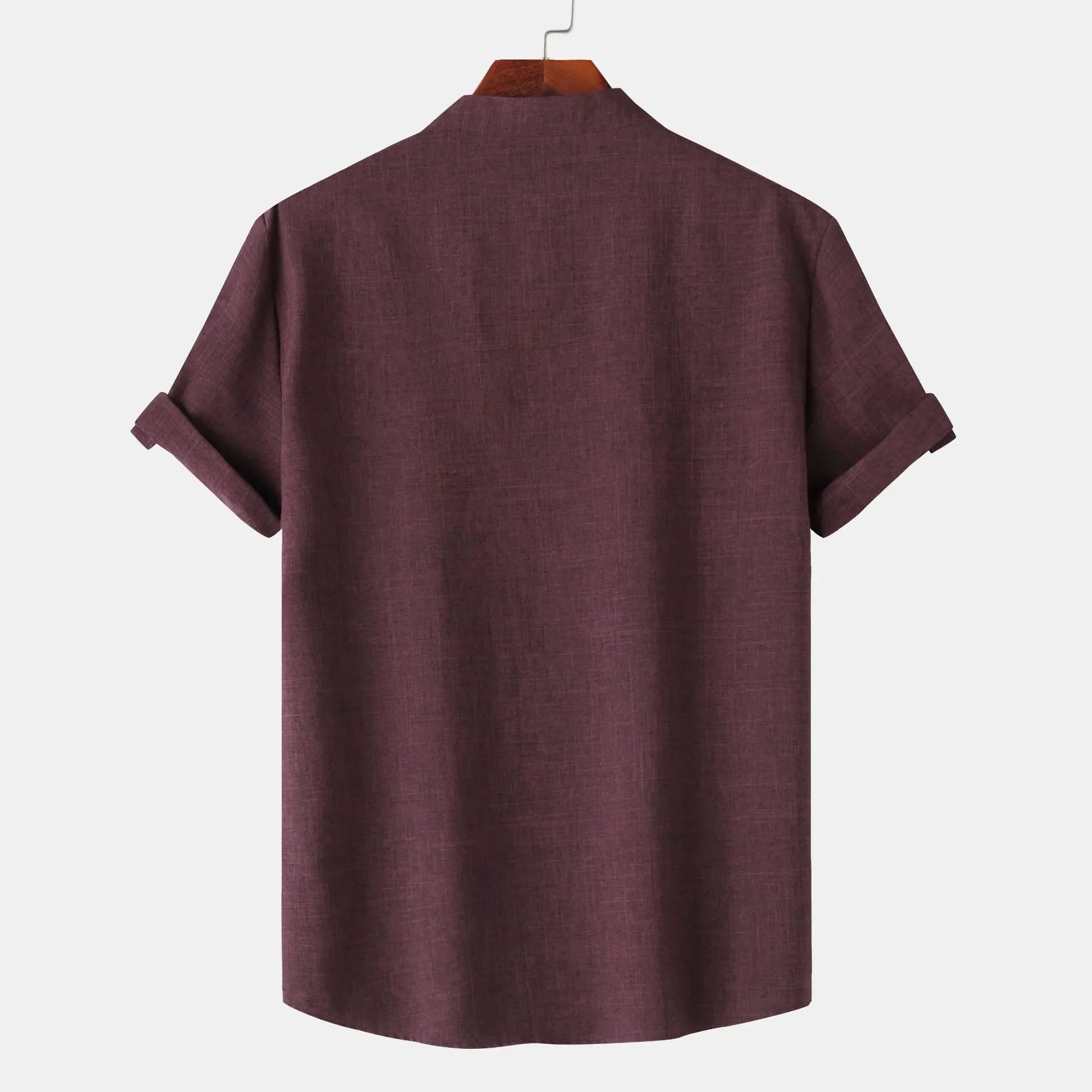 Men's Casual Mandarin Collar Short Sleeve Henley Shirt