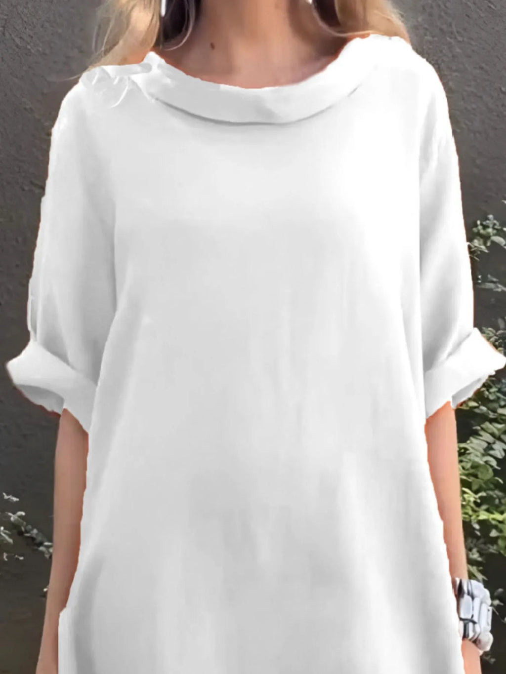 Full Size Casual Loose Fit Round Neck Midi Dress Plus Size