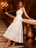 Sleeveless Eyelet Embroidered Button-Down Midi Dress