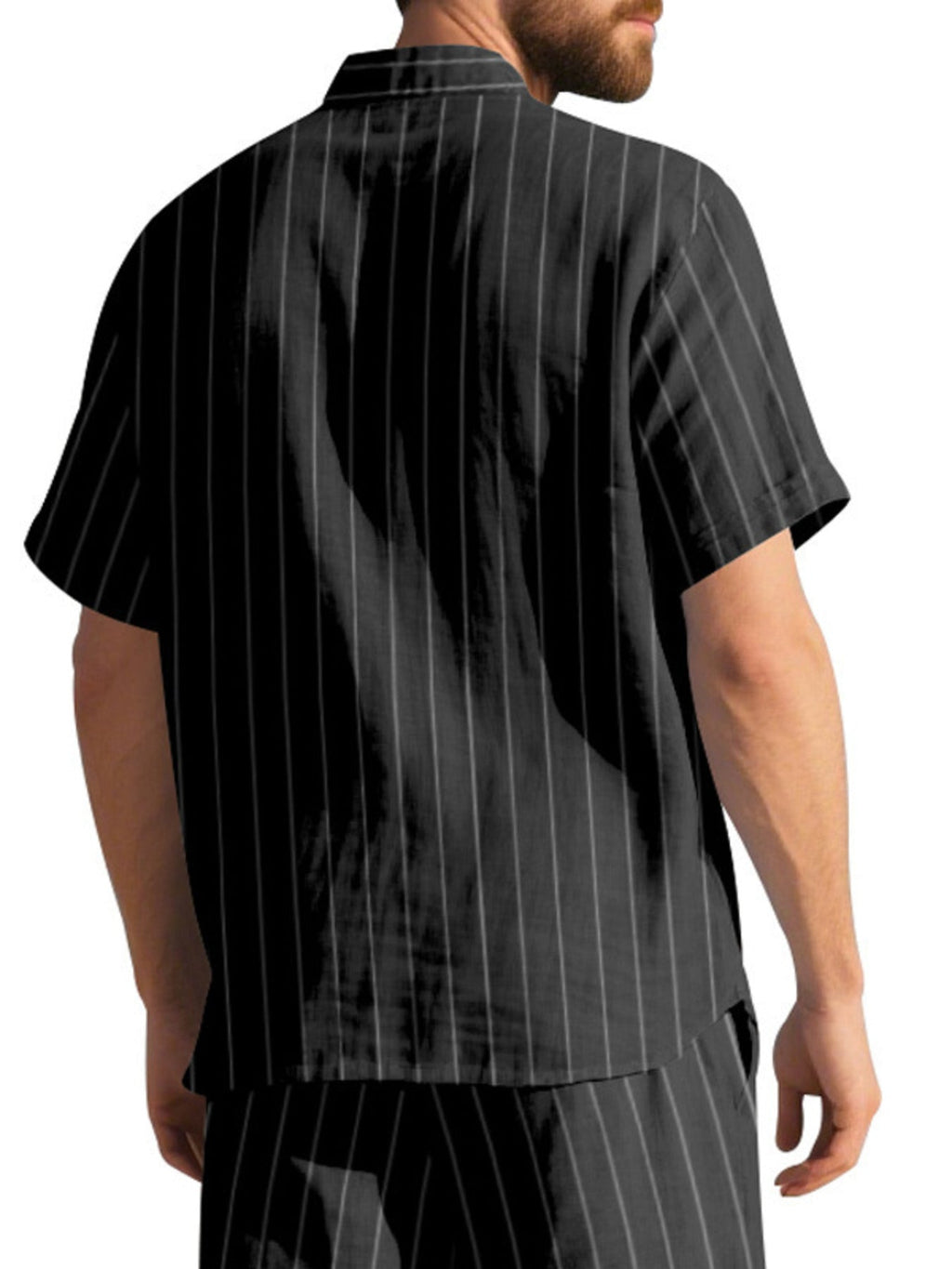 Men's Full Size Casual Striped Short Sleeve Shirt Plus Size