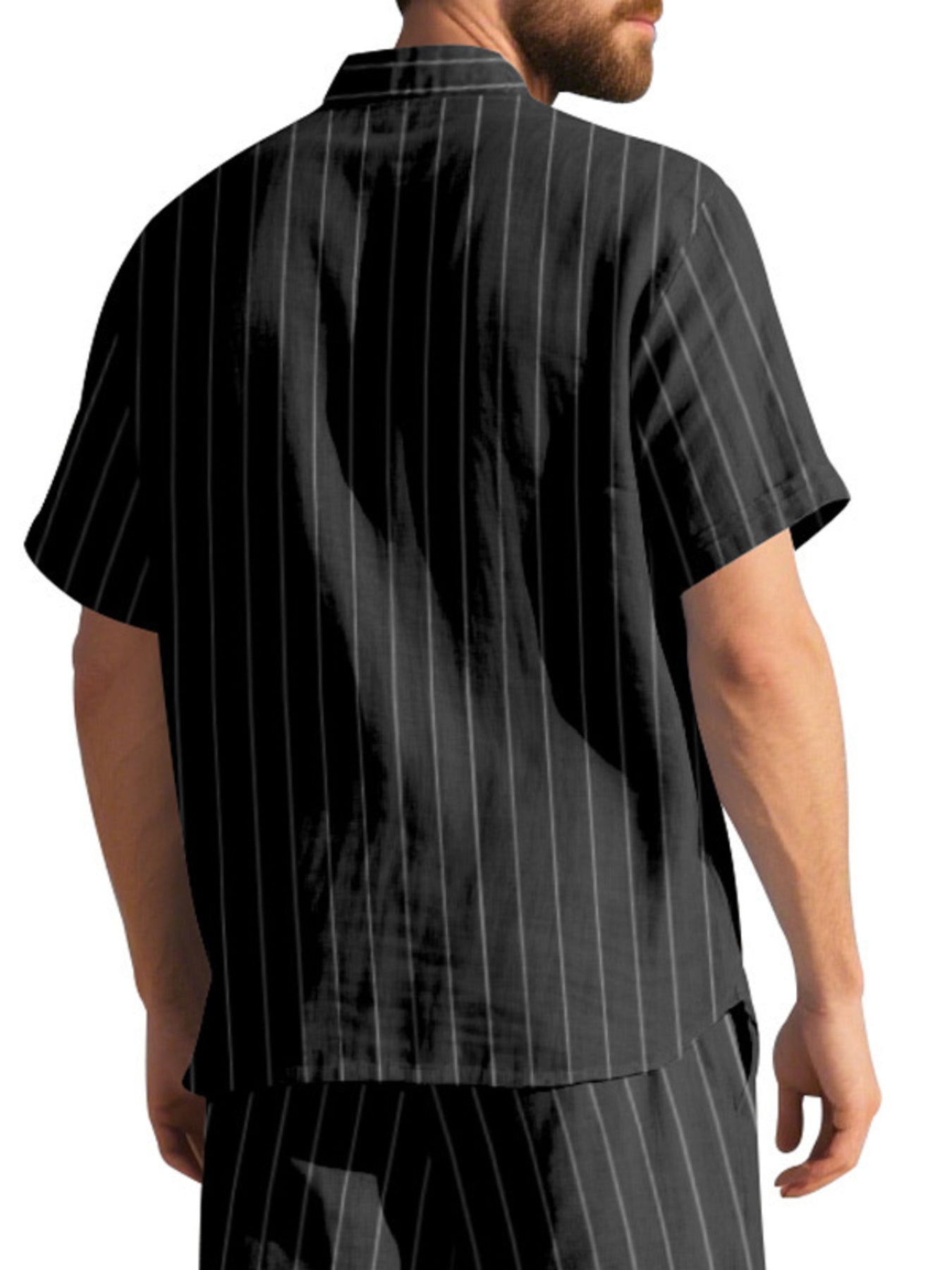 Men's Full Size Casual Striped Short Sleeve Shirt Plus Size