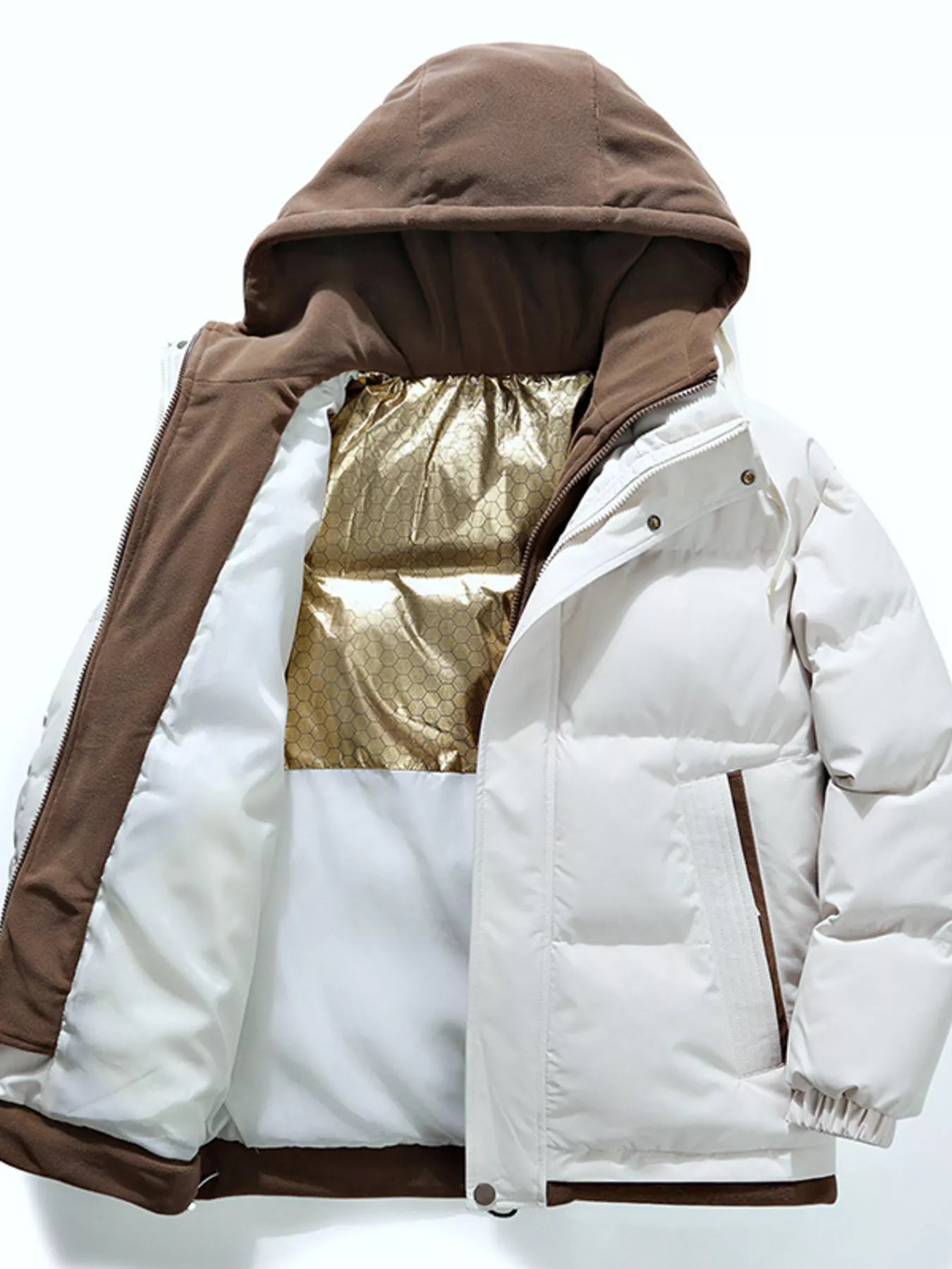 Men's Full Size Two-Tone Hooded Puffer Jacket Plus Size