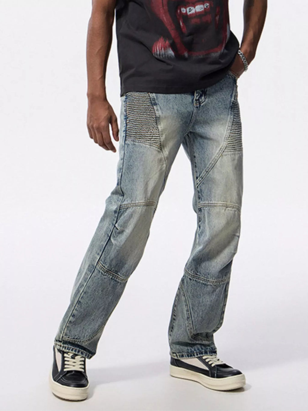 Men's Washed Wide Leg Jeans