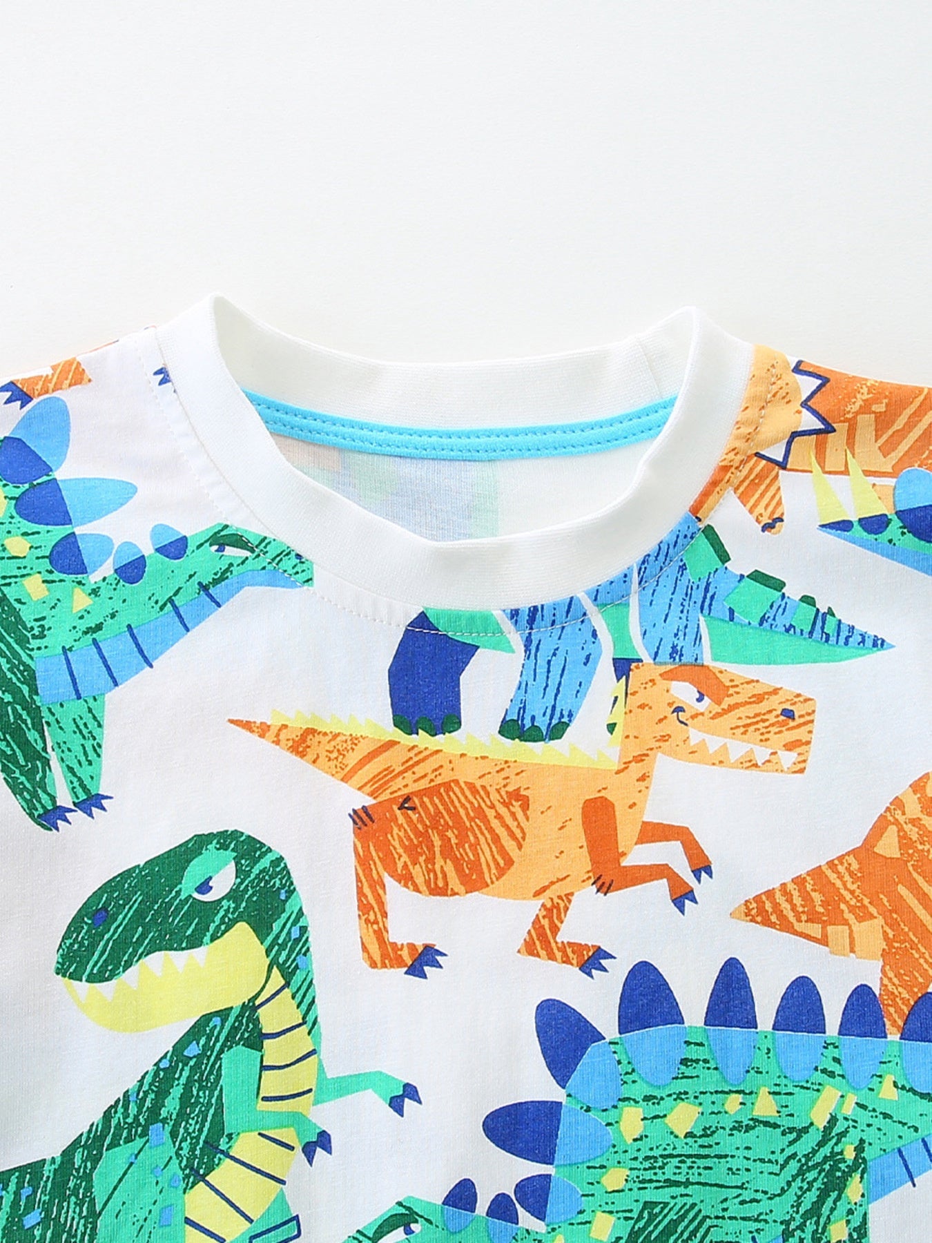 Children's Dinosaur Print Crew Neck Short Sleeve T-Shirt
