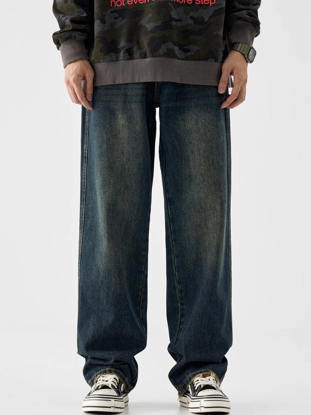 Men's Vintage Wash Wide Leg Jeans