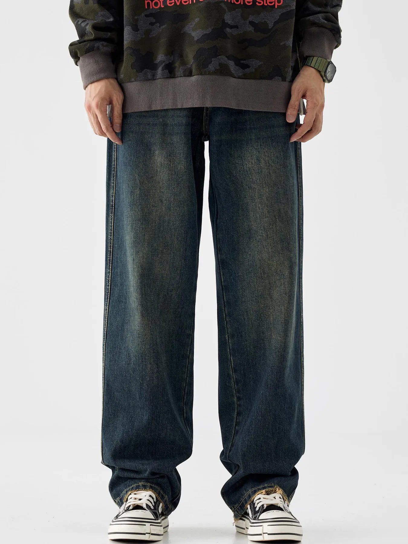 Men's Vintage Wash Wide Leg Jeans