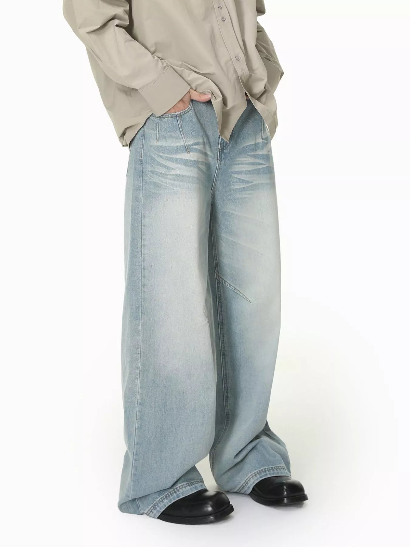 Men's Vintage Wash Wide Leg Jeans