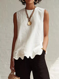 Full Size Scalloped Hem Sleeveless Tank Top Plus Size