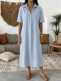 Full Size Button Detail Half Sleeve Dress Plus Size