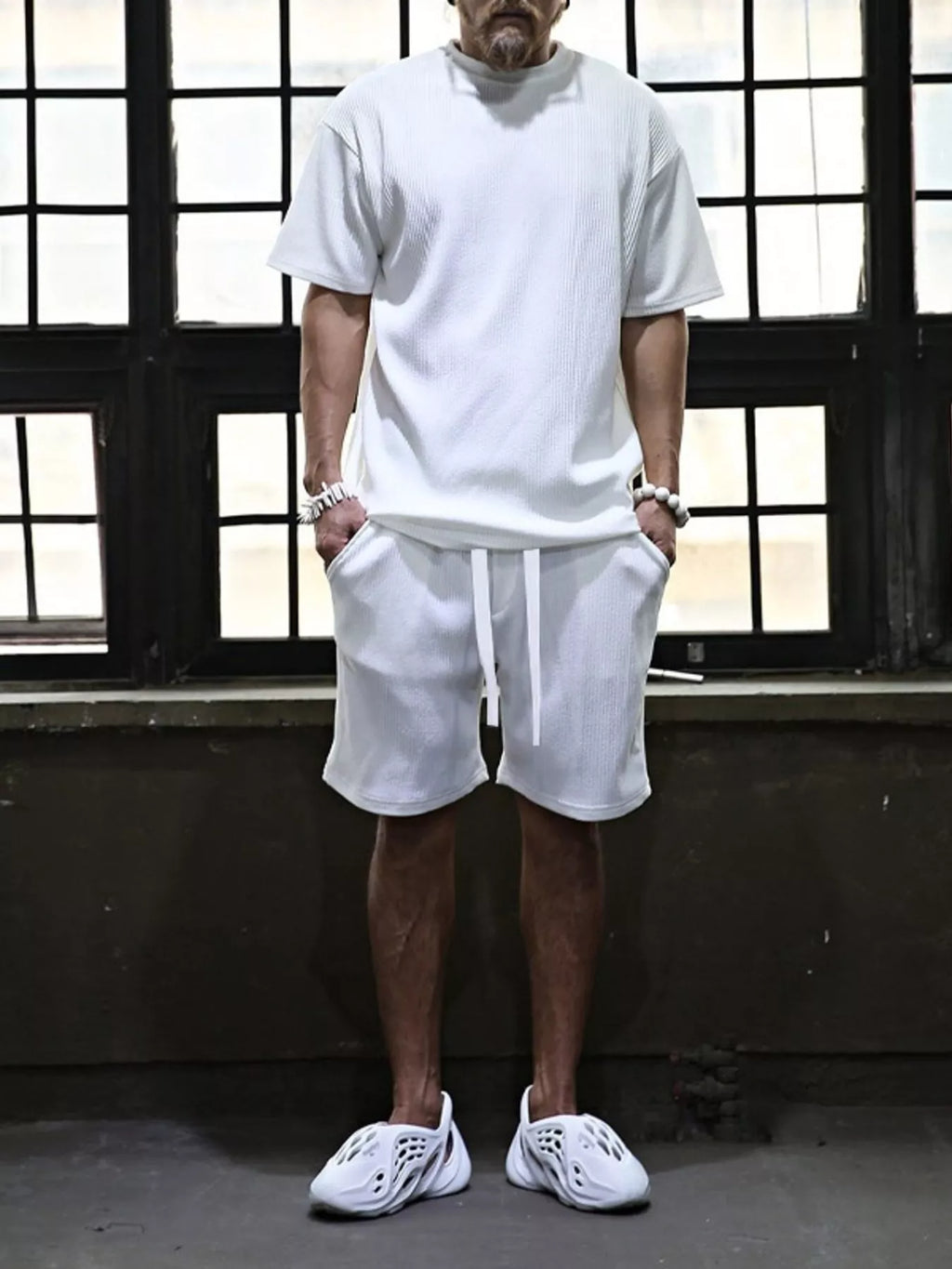 Men's Full Size Short Sleeve Top and Shorts Set Plus Size