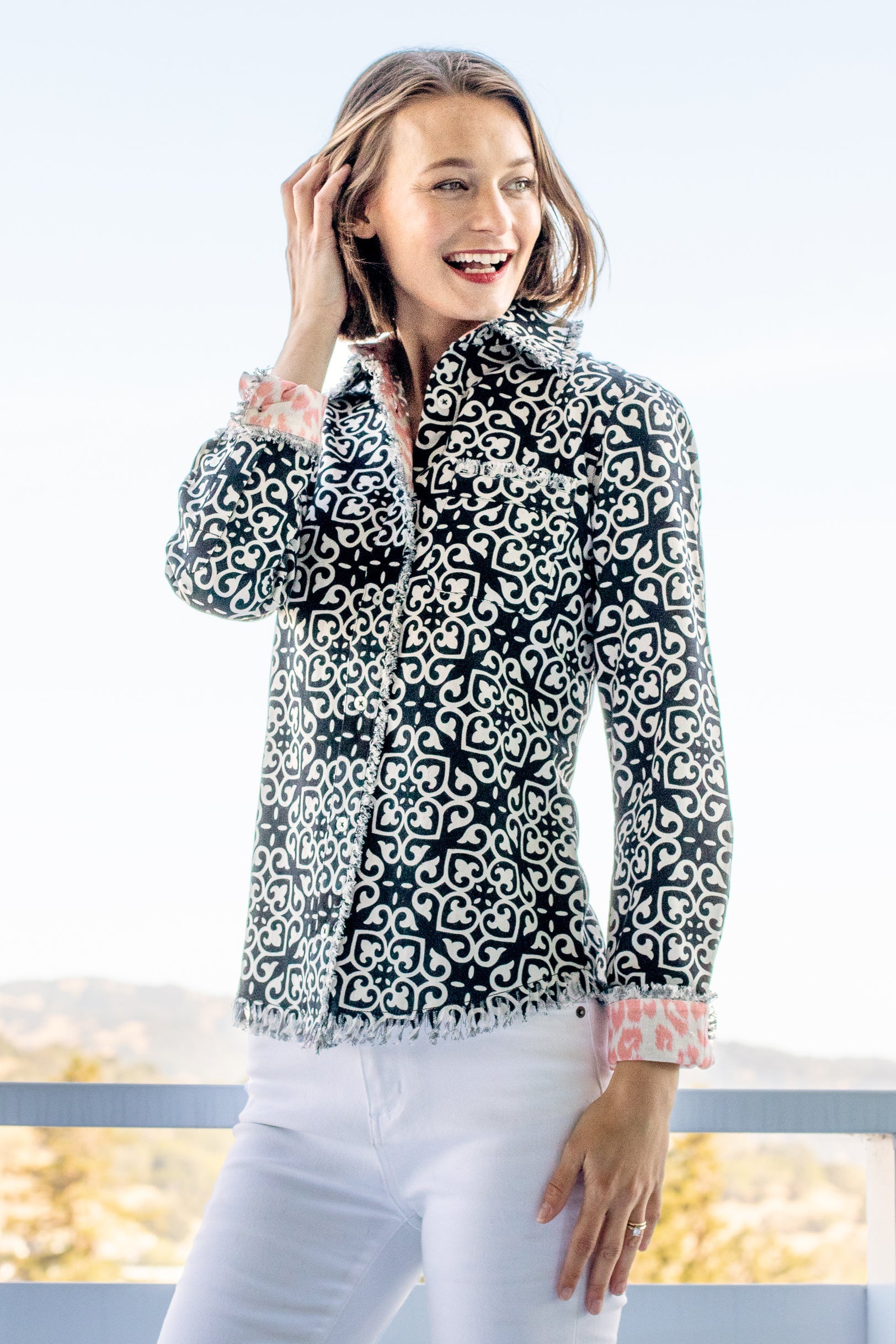 Cape Cod Shirt with Black & White Geometric Print