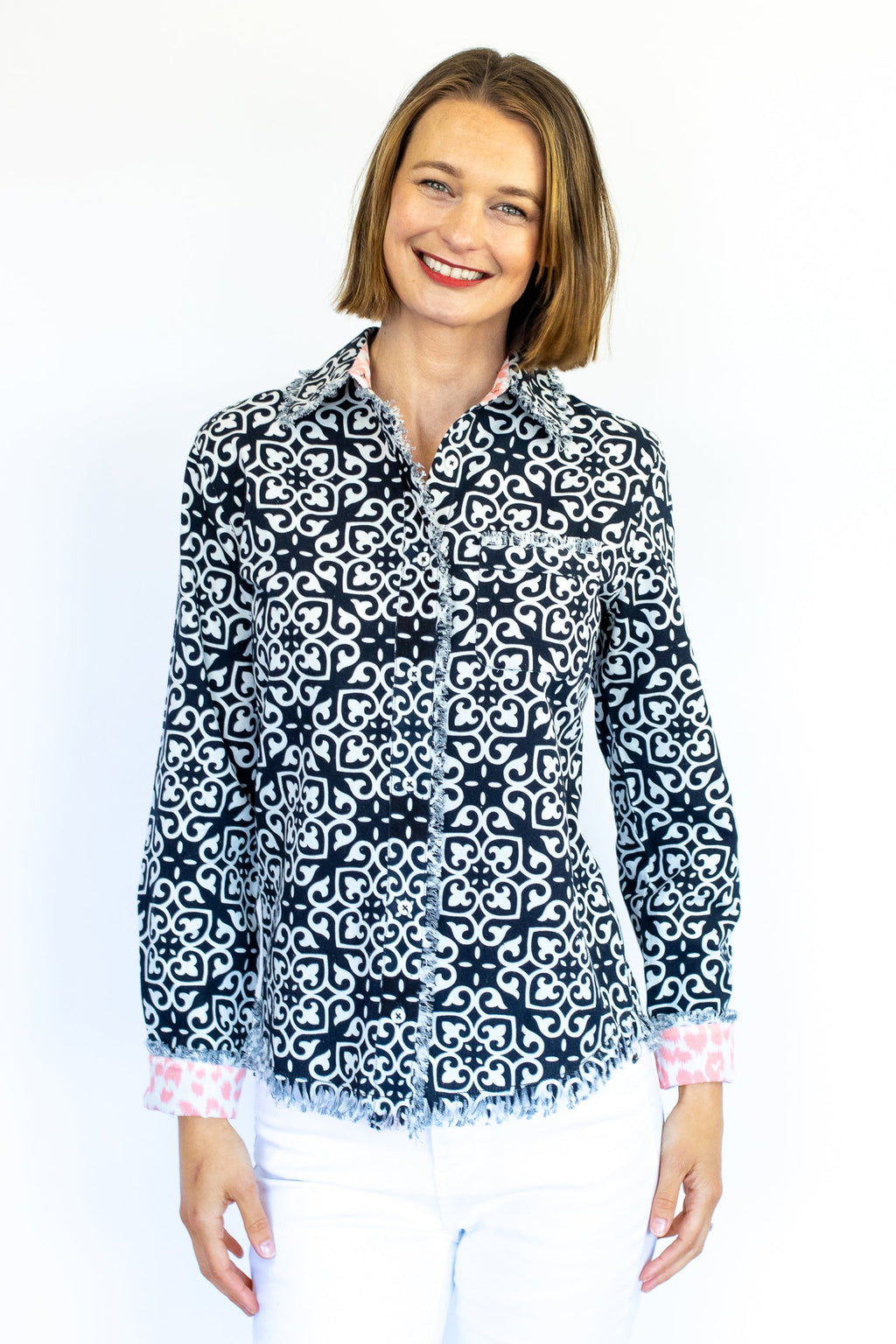 Cape Cod Shirt with Black & White Geometric Print