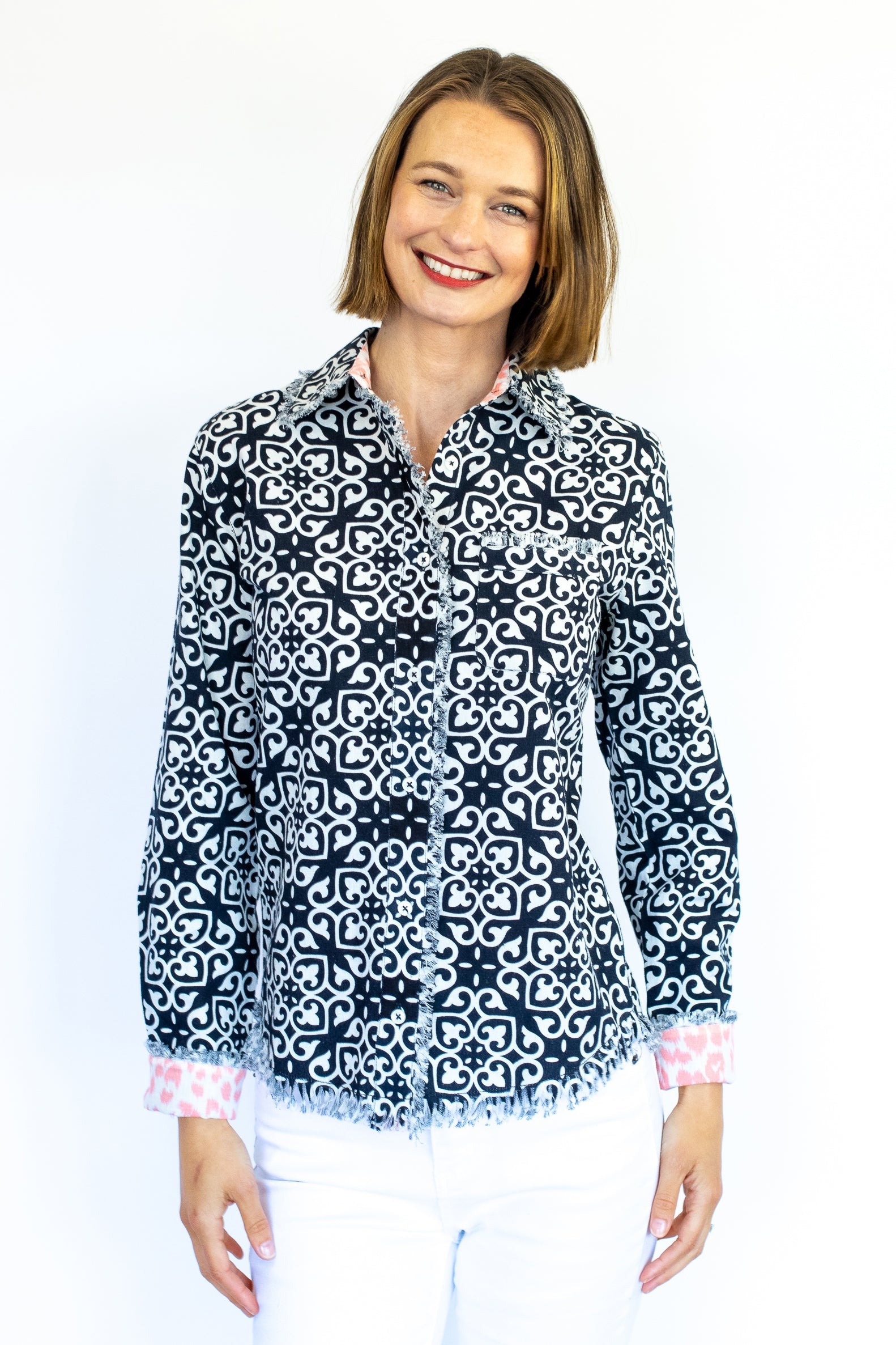 Cape Cod Shirt with Black & White Geometric Print