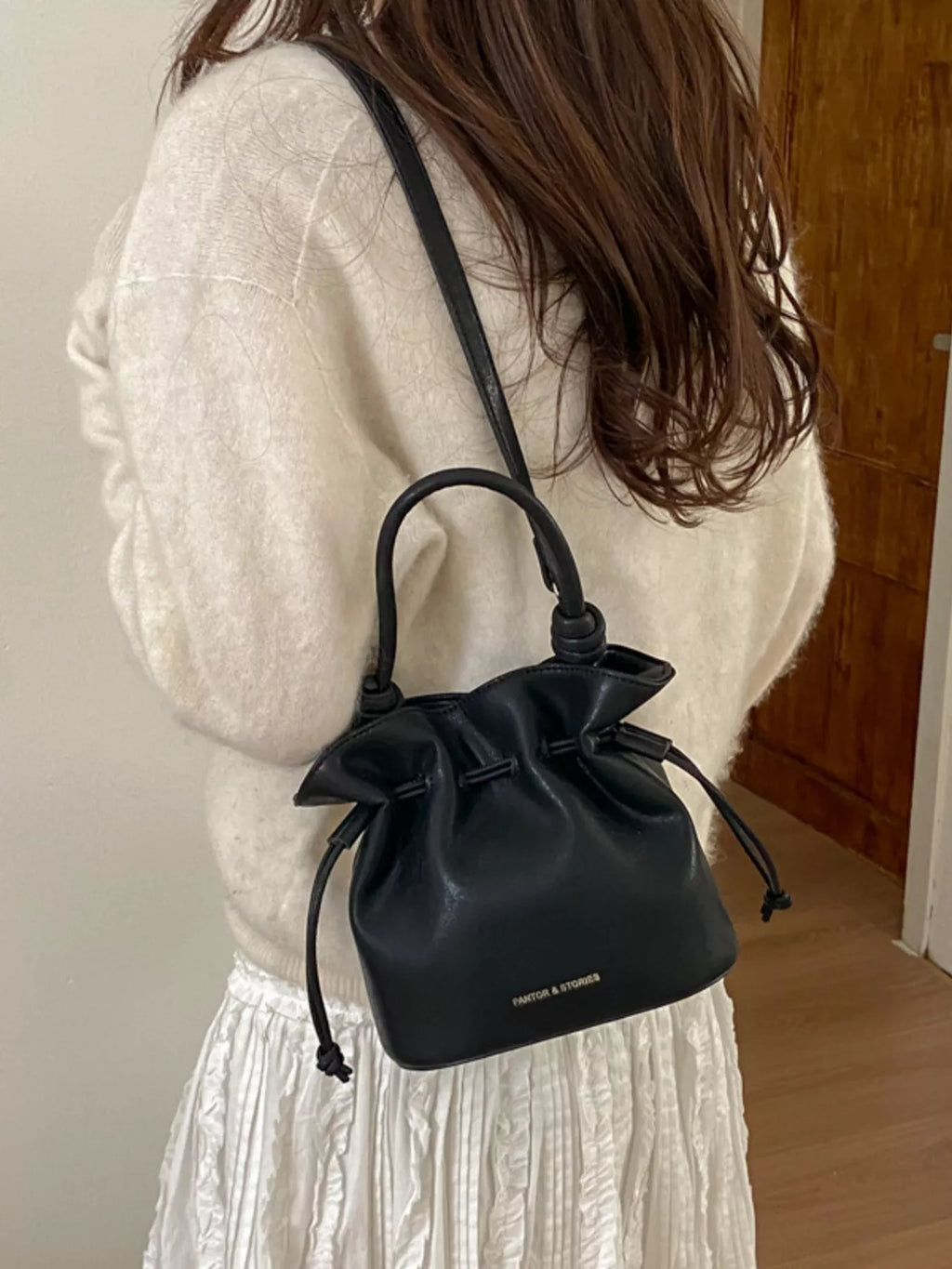 Drawstring Bucket Crossbody Bag