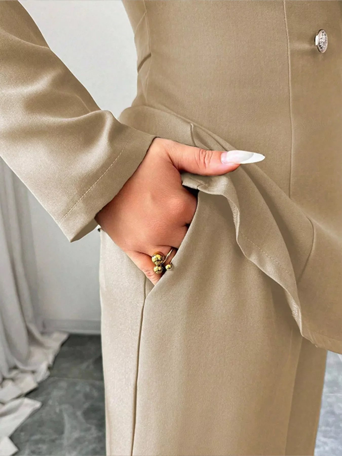 One Button Blazer and Pants Set