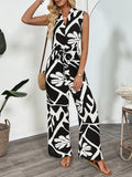 Printed Sleeveless Wide Leg Jumpsuit