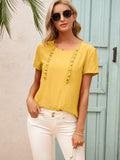 Ivy Lane Frill Round Neck Short Sleeve Blouse