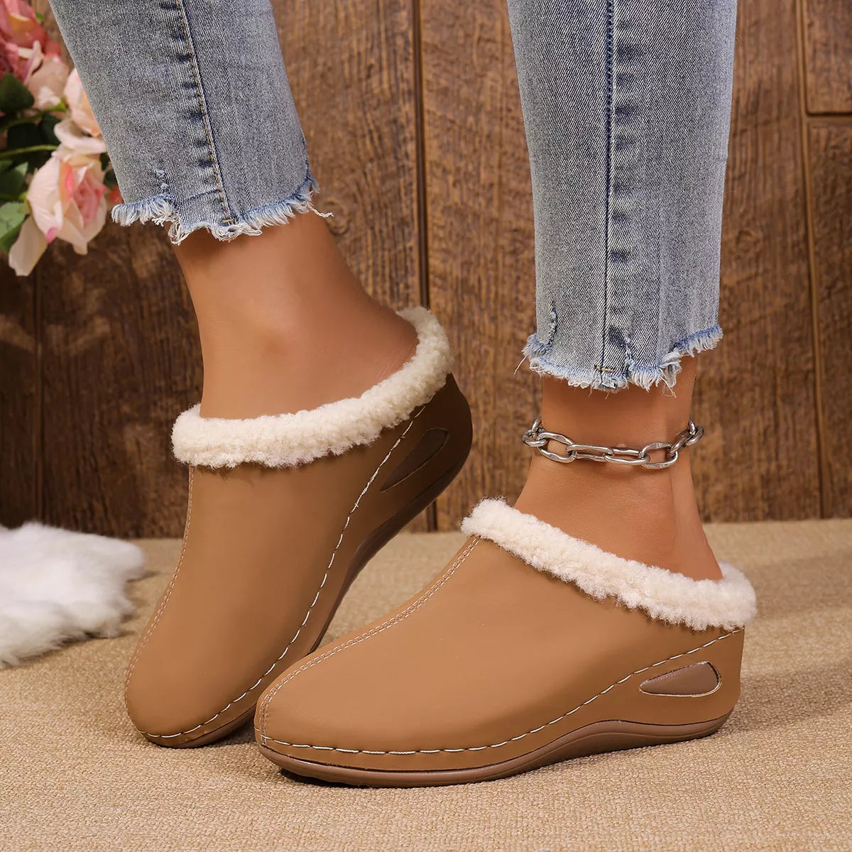 Cozy Plush Lined Wedge Slippers