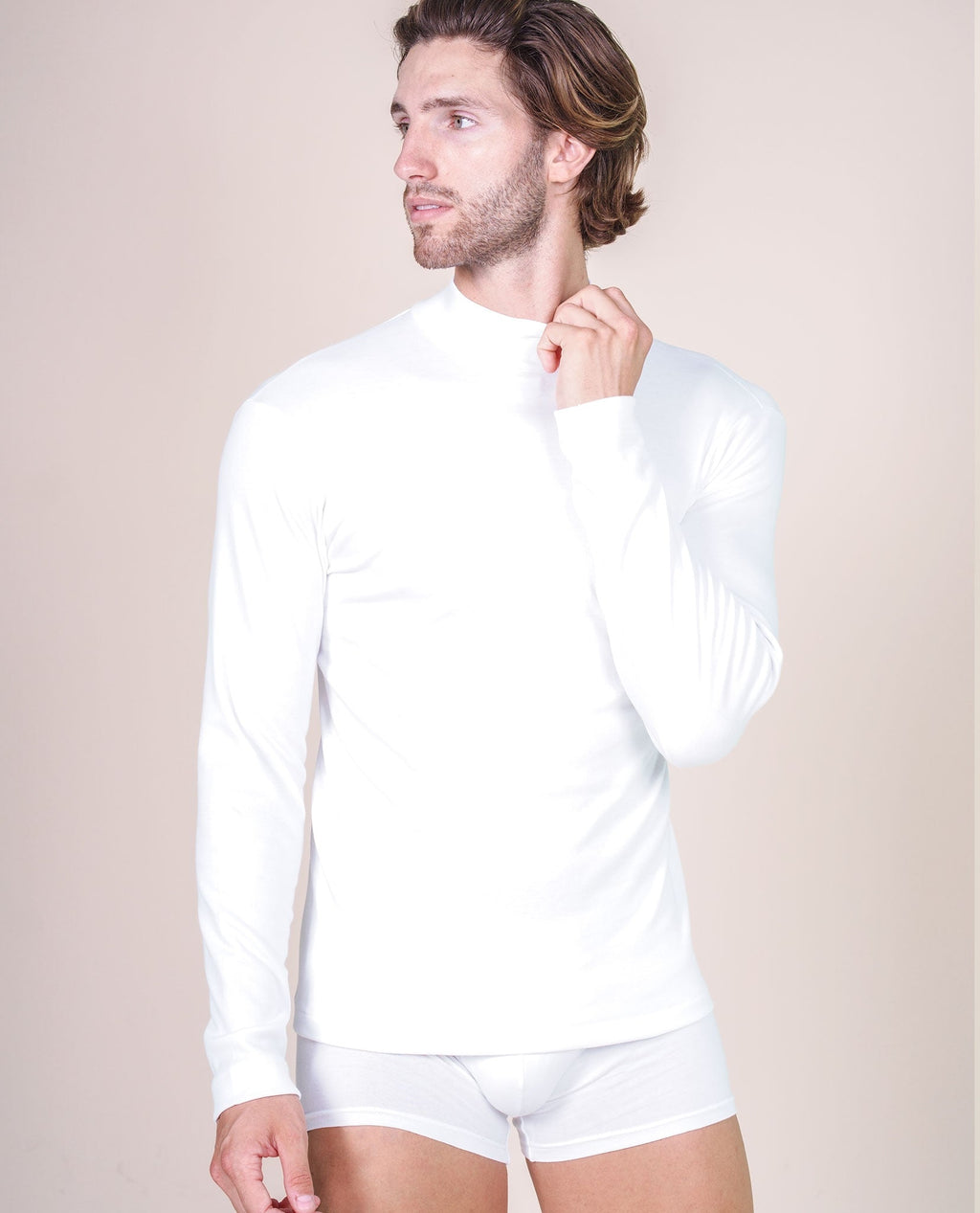 BASIC COTTON Free Spirit Premium Quality 100% Brushed/Fleece Cotton Men's Turtleneck Made in Italy (955)