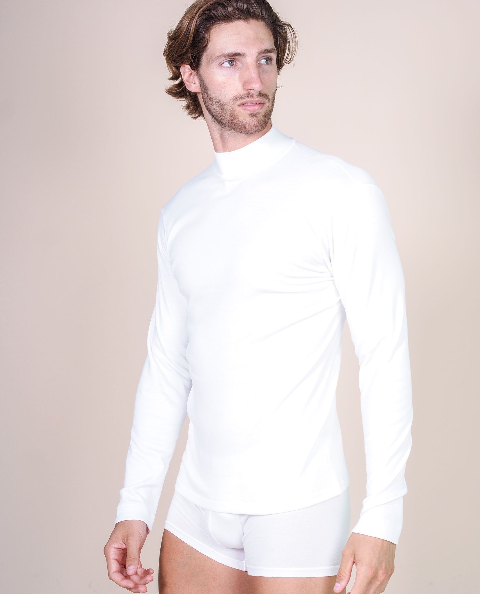 BASIC COTTON Free Spirit Premium Quality 100% Brushed/Fleece Cotton Men's Turtleneck Made in Italy (955)