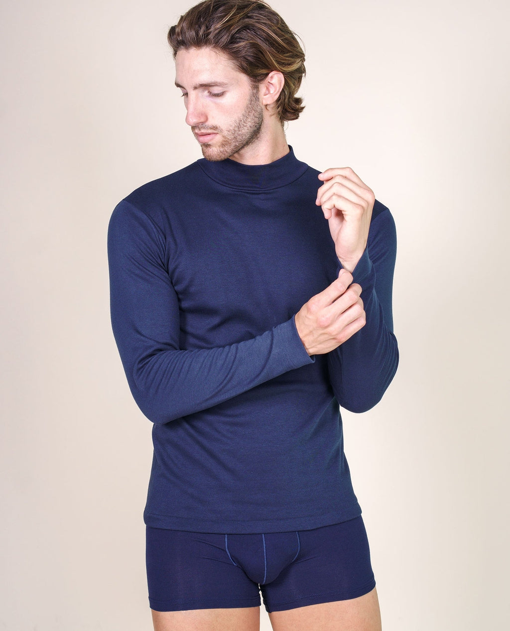 BASIC COTTON Free Spirit Premium Quality 100% Brushed/Fleece Cotton Men's Turtleneck Made in Italy (955)