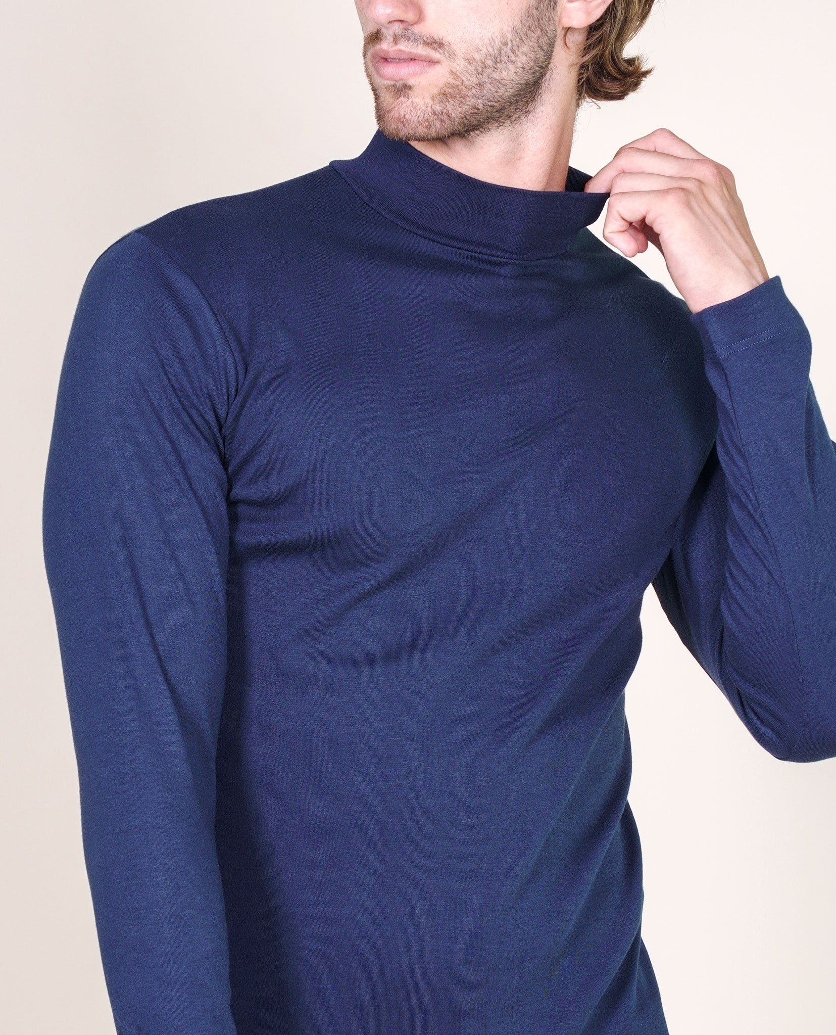 BASIC COTTON Free Spirit Premium Quality 100% Brushed/Fleece Cotton Men's Turtleneck Made in Italy (955)