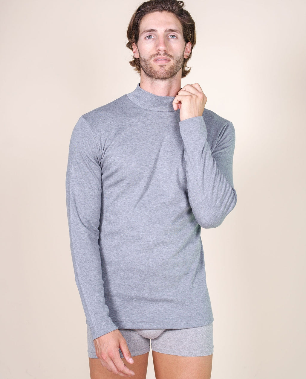 BASIC COTTON Free Spirit Premium Quality 100% Brushed/Fleece Cotton Men's Turtleneck Made in Italy (955)