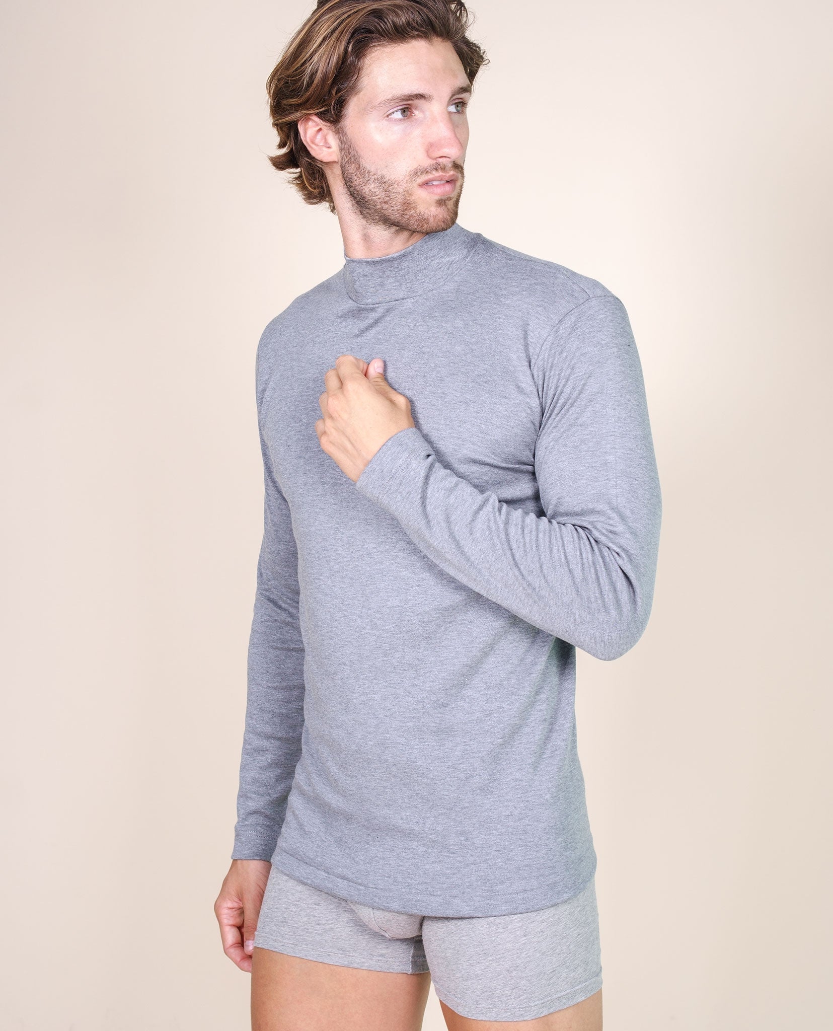 BASIC COTTON Free Spirit Premium Quality 100% Brushed/Fleece Cotton Men's Turtleneck Made in Italy (955)