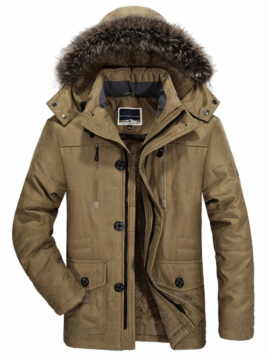 Men's Plus Size Warm Fur Hooded Winter Coat