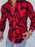 Men's Plus Size Printed Button Up Long Sleeve Shirt