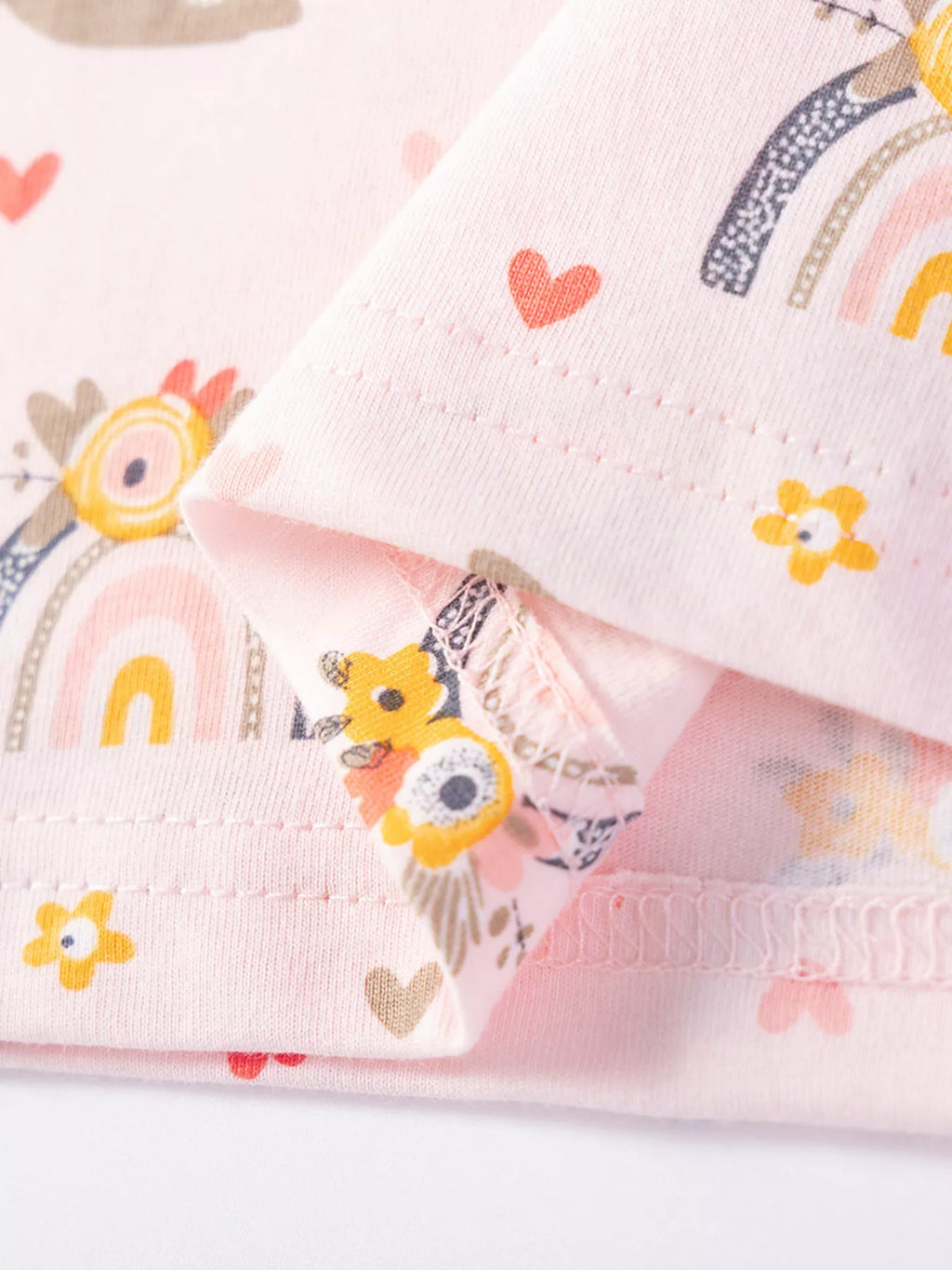 Children's Bunny & Rainbow Print Ruffle Sleeve T-Shirt