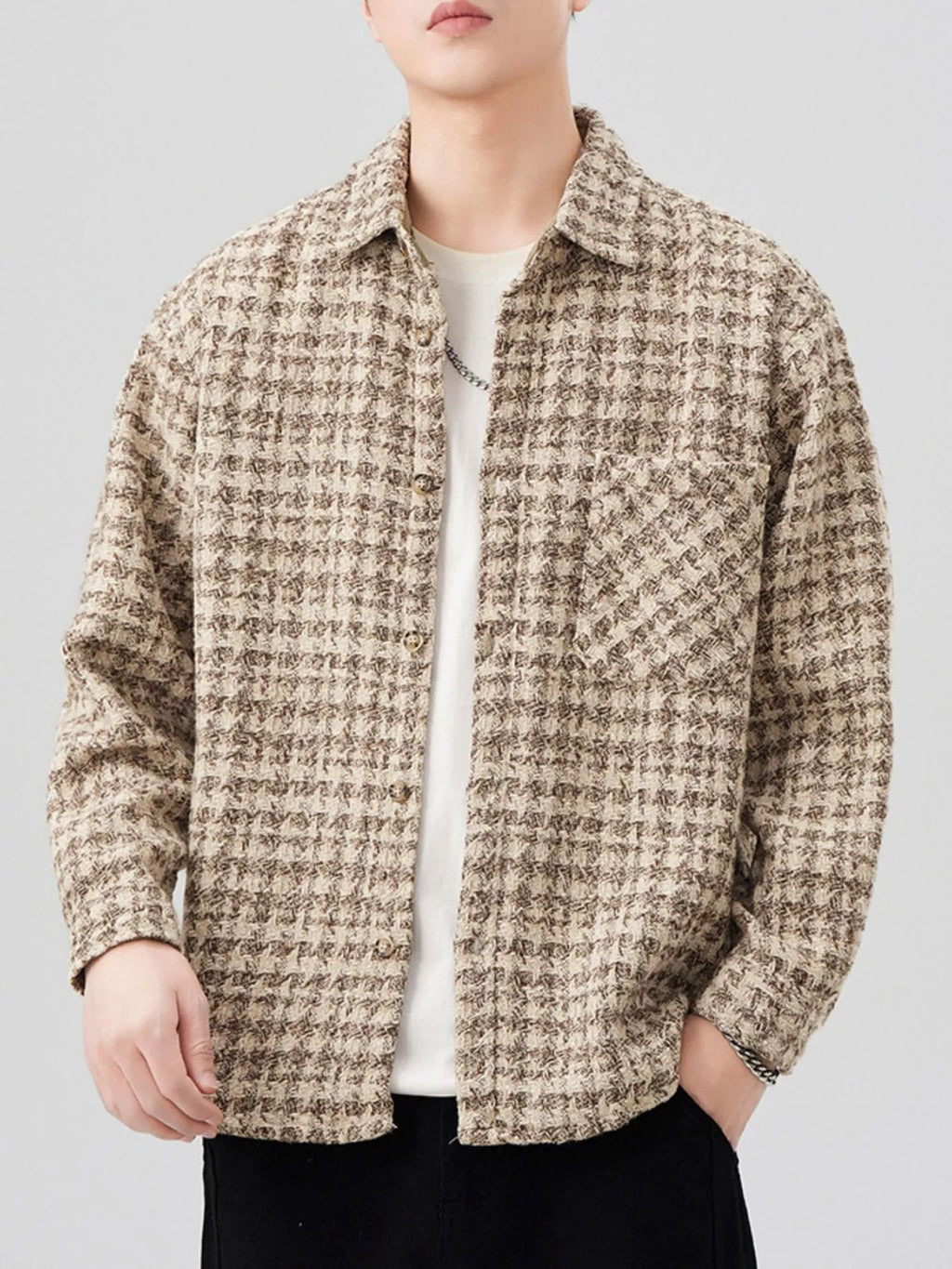 Men's Plus Size Button Up Shirt with Chest Pocket