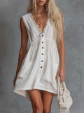 Sleeveless V-Neck Mini Dress with Pockets