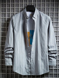Men's Plus Size Casual Striped Long Sleeve Shirt