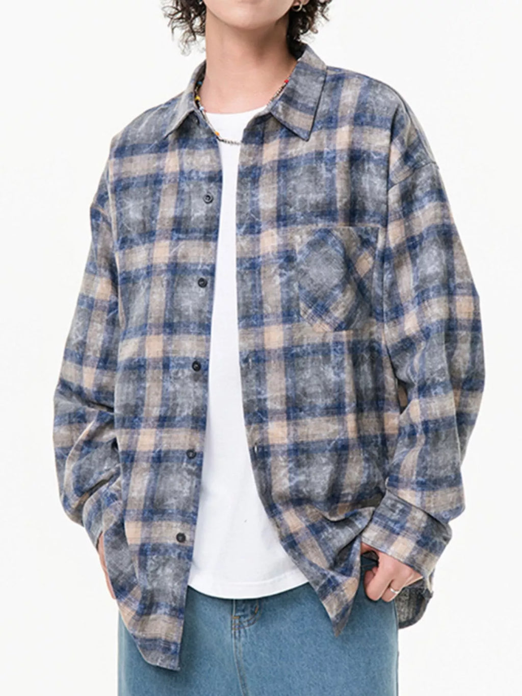 Men's Plus Size Plaid Button Up Long Sleeve Shirt
