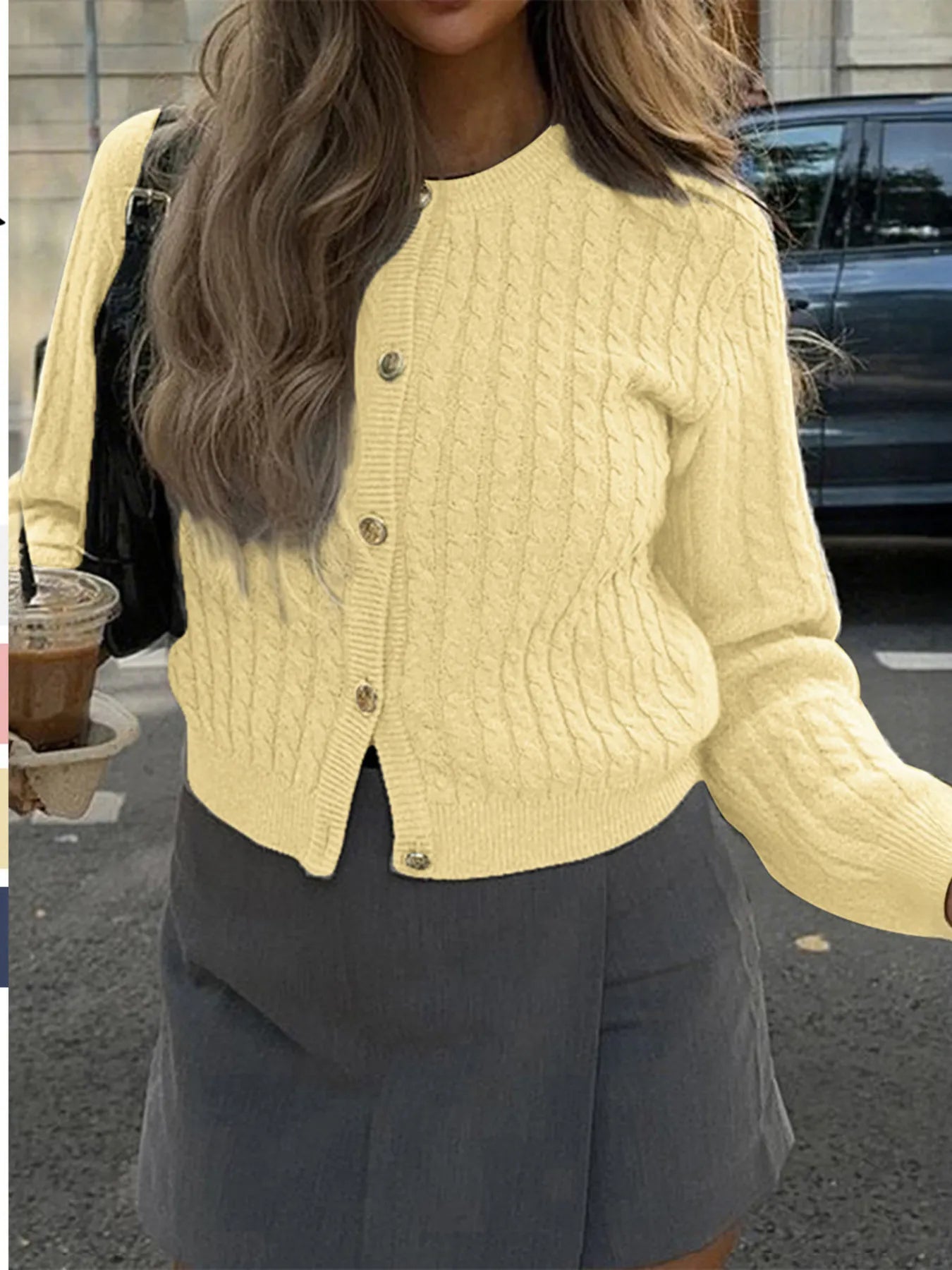 Cable Knit Button-Up Cardigan