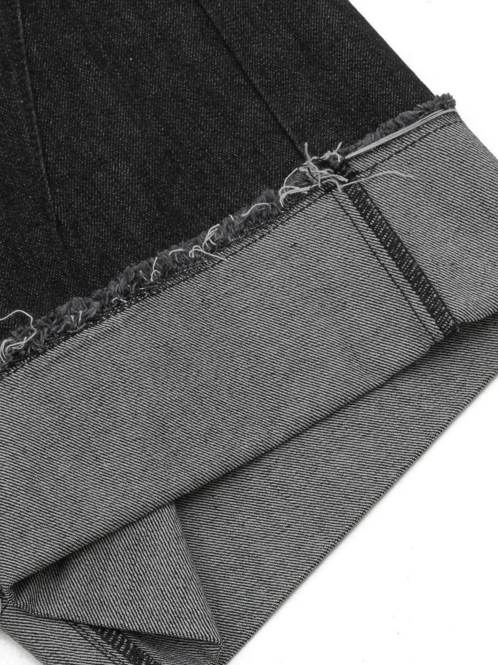 Men's Raw Hem Denim Bermuda Shorts with Contrast Cuffs