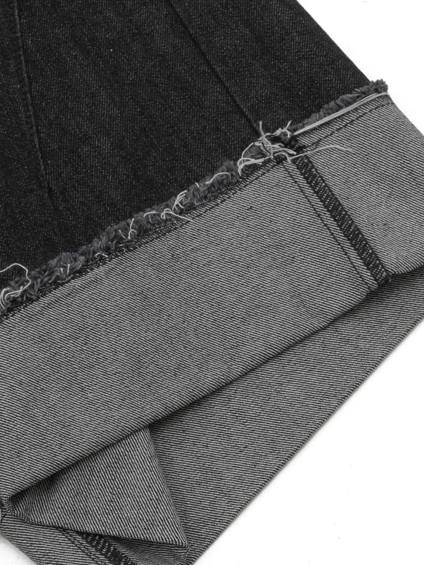 Men's Raw Hem Denim Bermuda Shorts with Contrast Cuffs