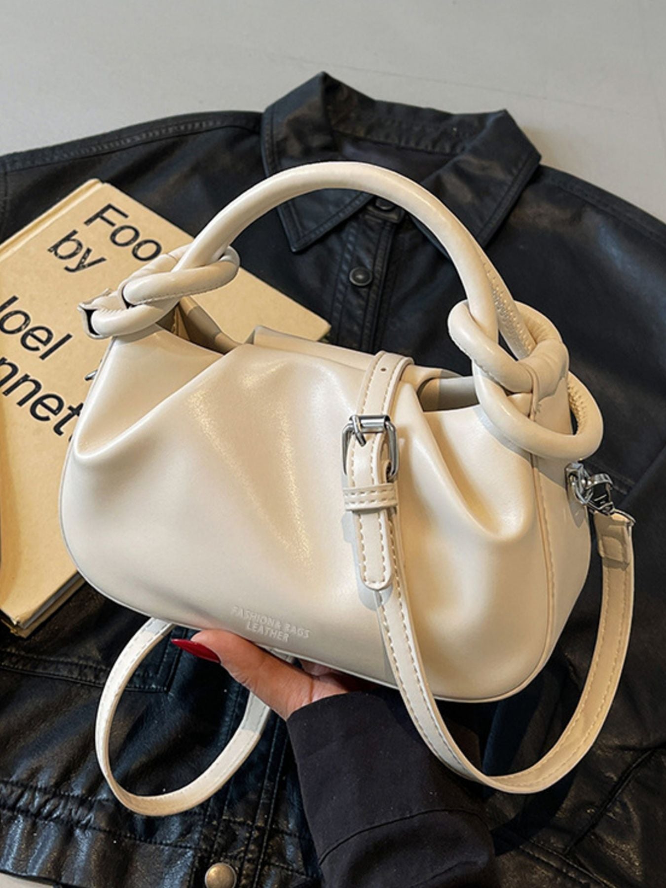 Knot Handle Ruched Crossbody Bag