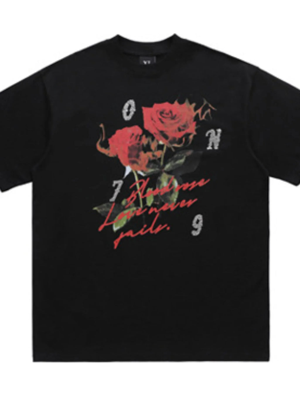 Men's  Rose Graphic T-Shirt with Vintage Script Design