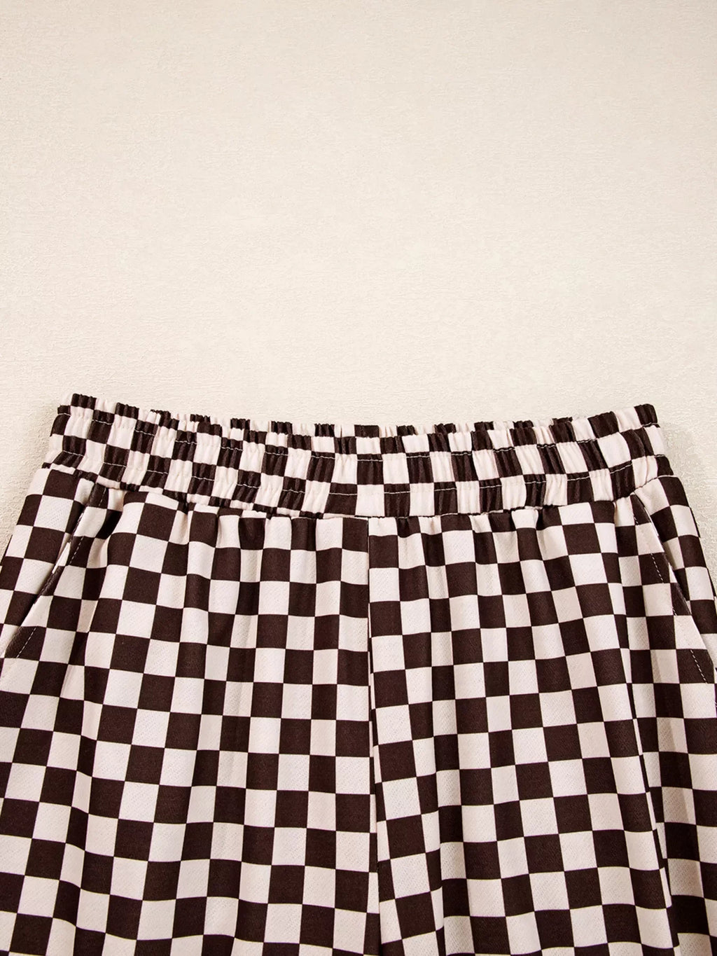 Checkered Drawstring Hoodie and Pants Set