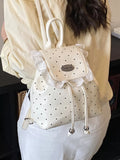 Polka Dot Lace Trim Backpack Bag