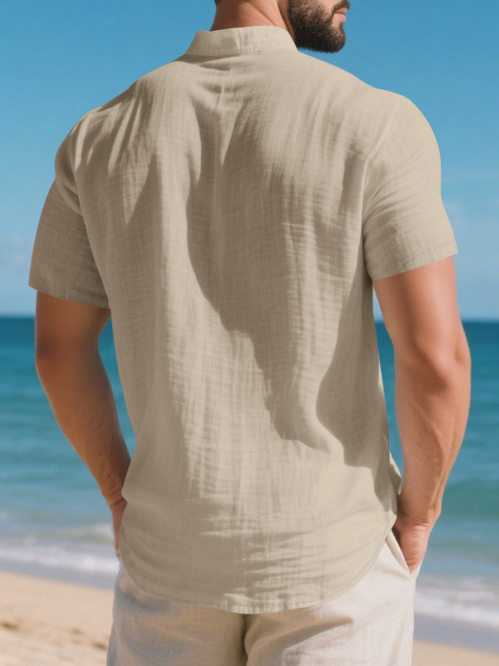 Men's Full Size Button Detail Short Sleeve Shirt Plus Size
