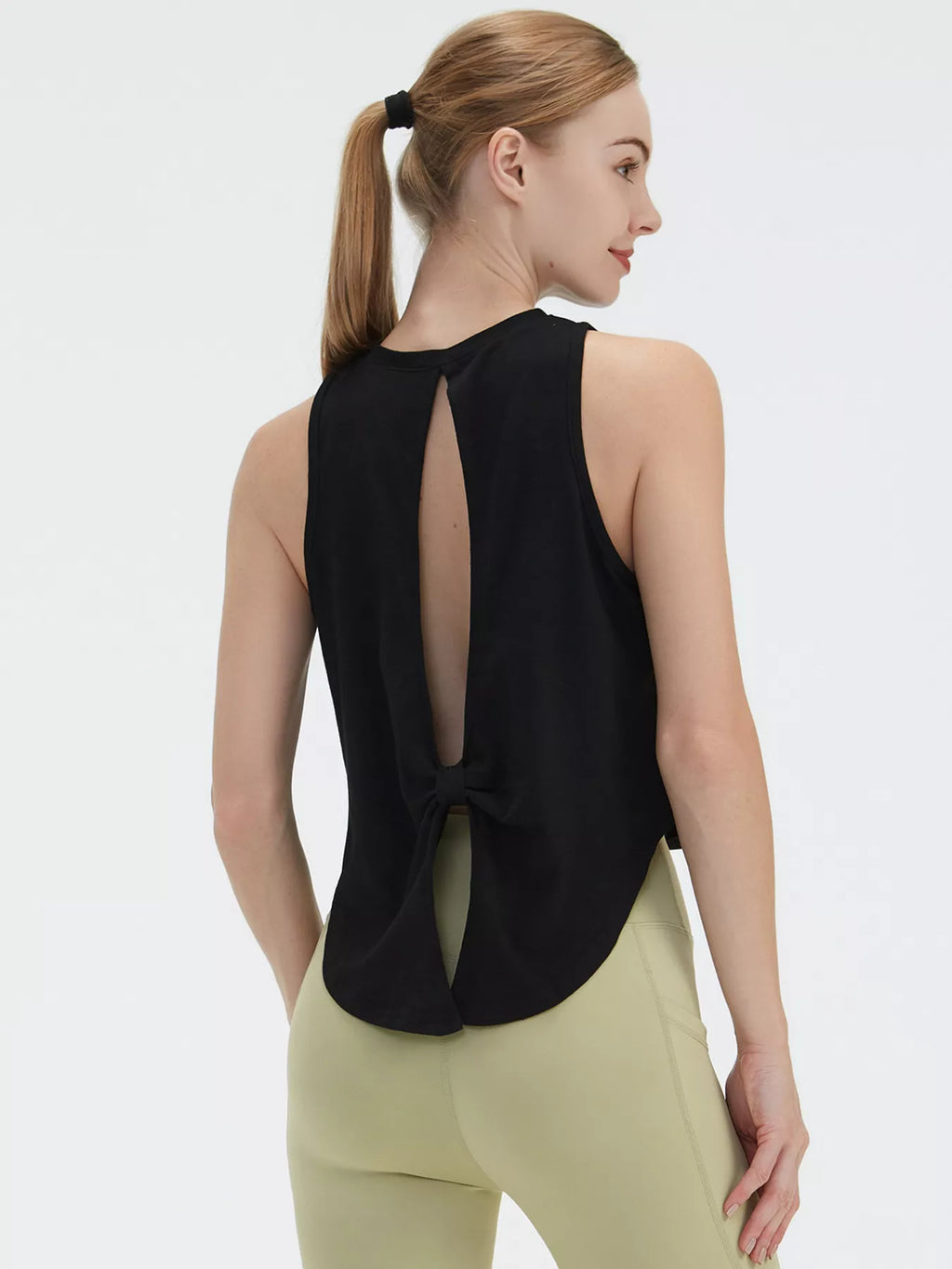 Cutout Back Round Neck Active Tank