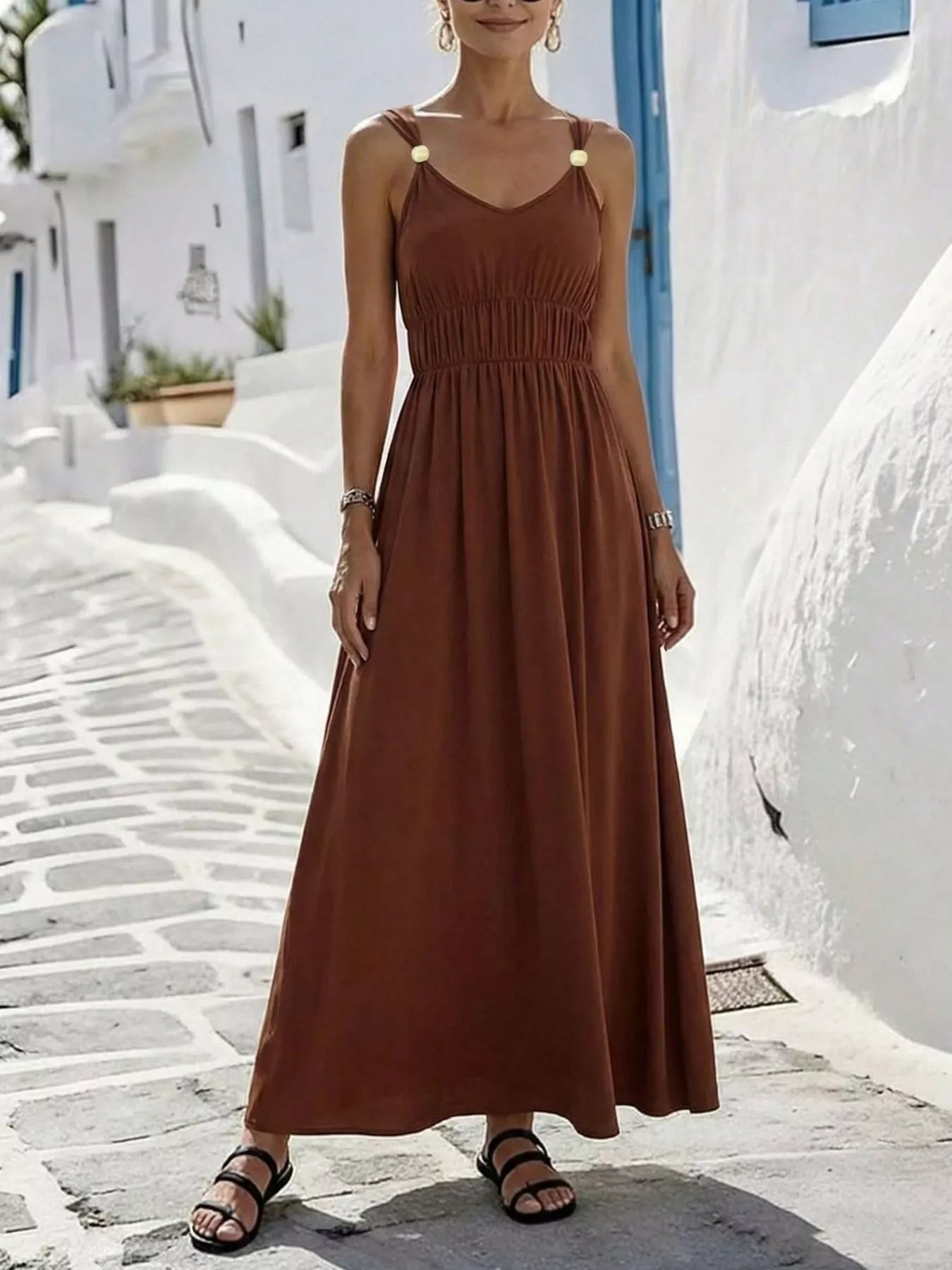 V-Neck Sleeveless Maxi Dress