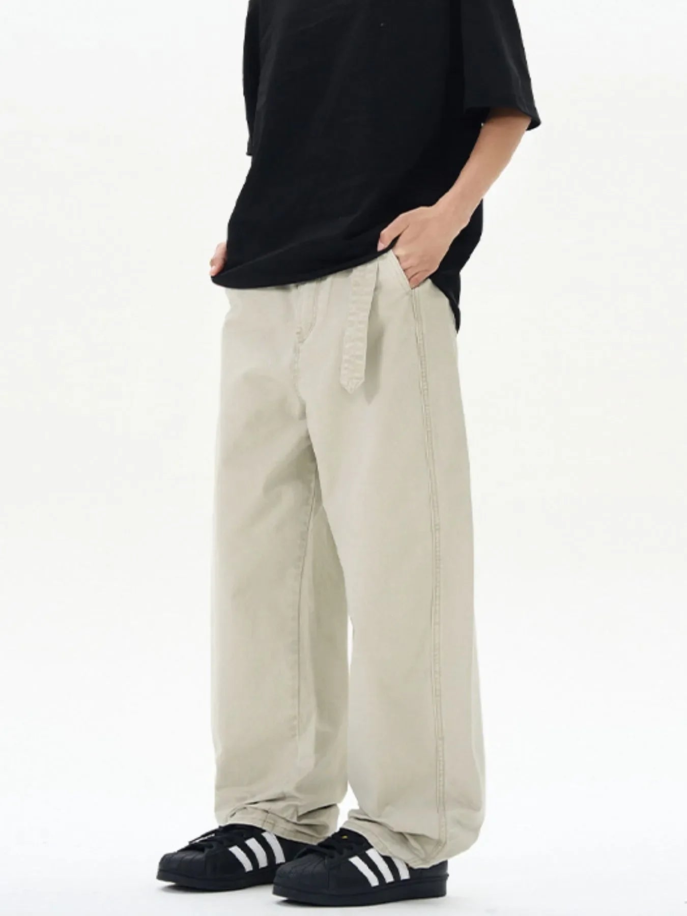 Men's Full Size Washed Wide Leg Cargo Pants Plus Size